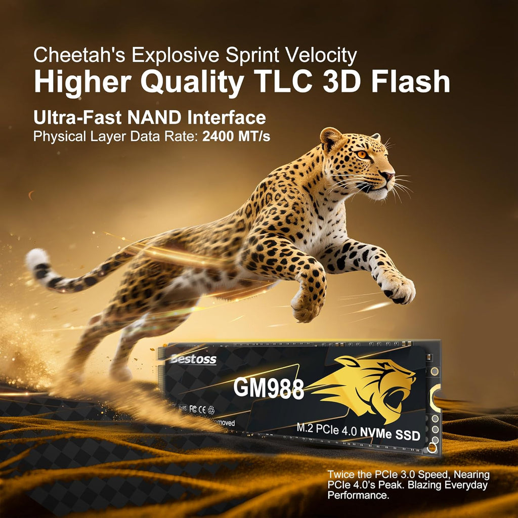 M.2 2280 NVMe PCIe Gen 4 Internal SSD, Up to 7350MB/s, SLC Cache & HMB, Compatible with PS5, PC, and Laptops