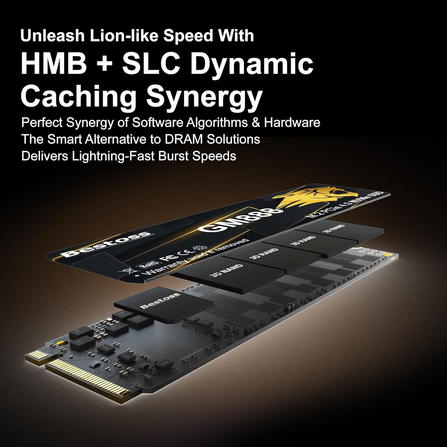 M.2 2280 NVMe PCIe Gen 4 Internal SSD, Up to 7350MB/s, SLC Cache & HMB, Compatible with PS5, PC, and Laptops