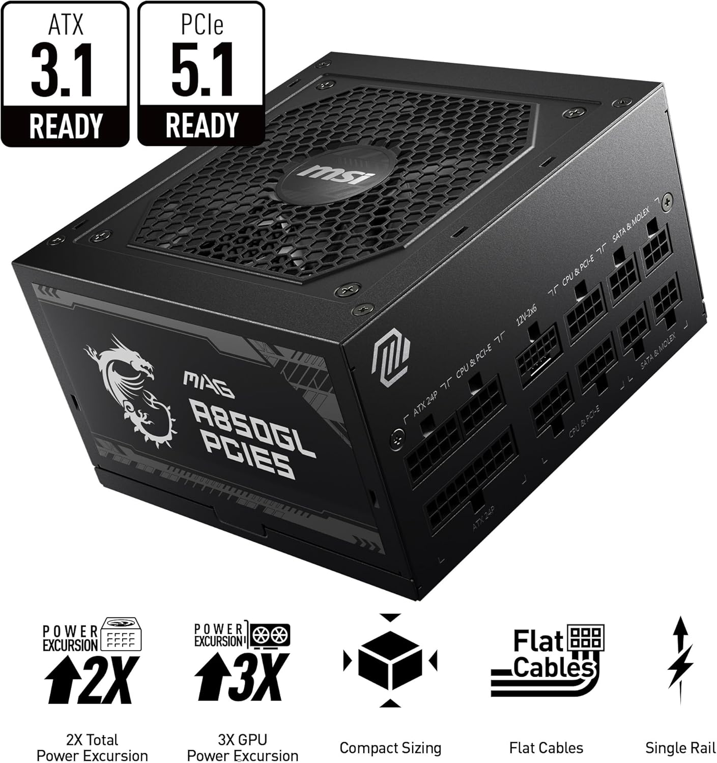 MSI MAG A750GL PCIe 5 750W Fully Modular 80+ Gold ATX Power Supply